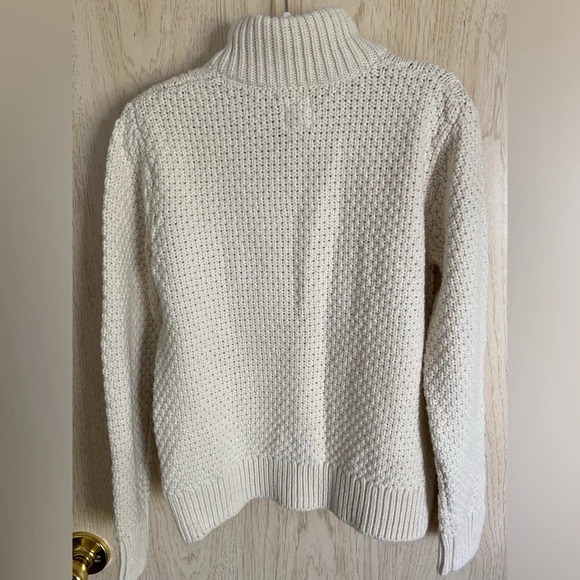 GAP Kids Mockneck Cable Knit Sweater Fisherman Unisex Cream Sz 8 - Picture 7 of 11